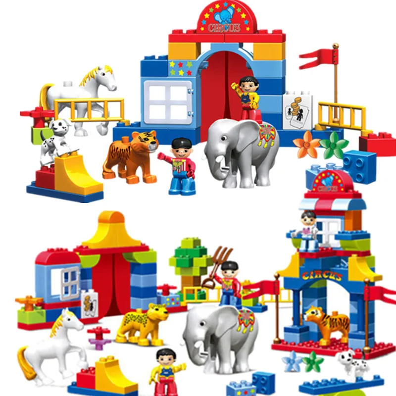 Большой размер, цирковые животные, шоу, строительные блоки, кирпичи, классические развивающие игрушки, рождественские подарки