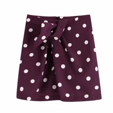 Женская мини-юбка с волнистым узором в горошек и украшением в виде банта, осень, женские юбки для отдыха P1396