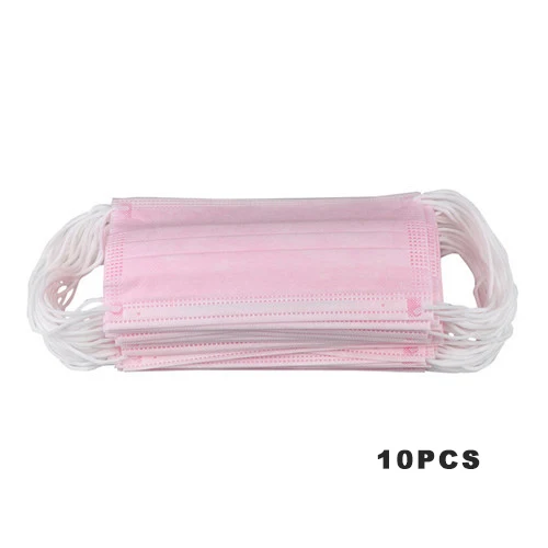 pink 10Pcs 50 шт./упак. нетканые одноразовые маски для лица 2 Слои медицинский стоматологический ушной активированный уголь Анти-пыль лицо хирургические маски - Цвет: pink 10Pcs