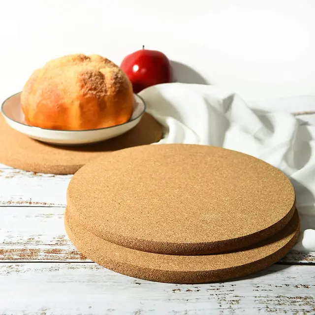 Cork Coaster 1Pcs Kerek 19 Cm -Es Pot -Szőnyeg Hőálló Italok Tartó Természetes Fa Pad Alátétek Potemats Az Asztalhoz
