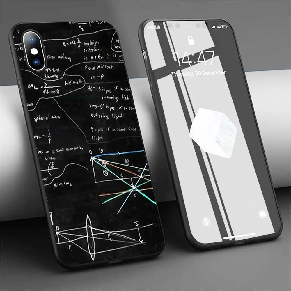 Мягкий силиконовый чехол Coque с рисунком черной доски и математики для телефона