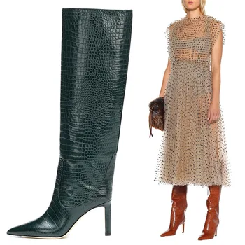 

White green yellow red stylish comfortable pointed over knee boots Autumn Winter Casual sexy large size women boots 2020 new