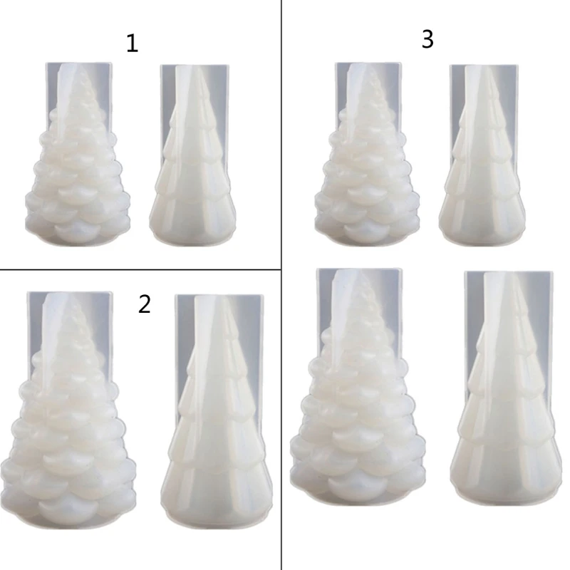 

3D Christmas Tree Silicone Epoxy Resin Mold Multi Colored Fairy Night Lights LED Vase Base Light Christmas Tree DIY Mold