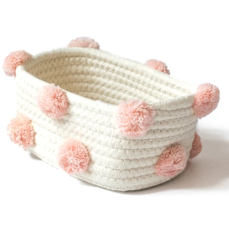 

High Quality Desktop storage basket Nordic cotton wool ball woven storage basket clothing key cosmetics snack basket Home Decorn