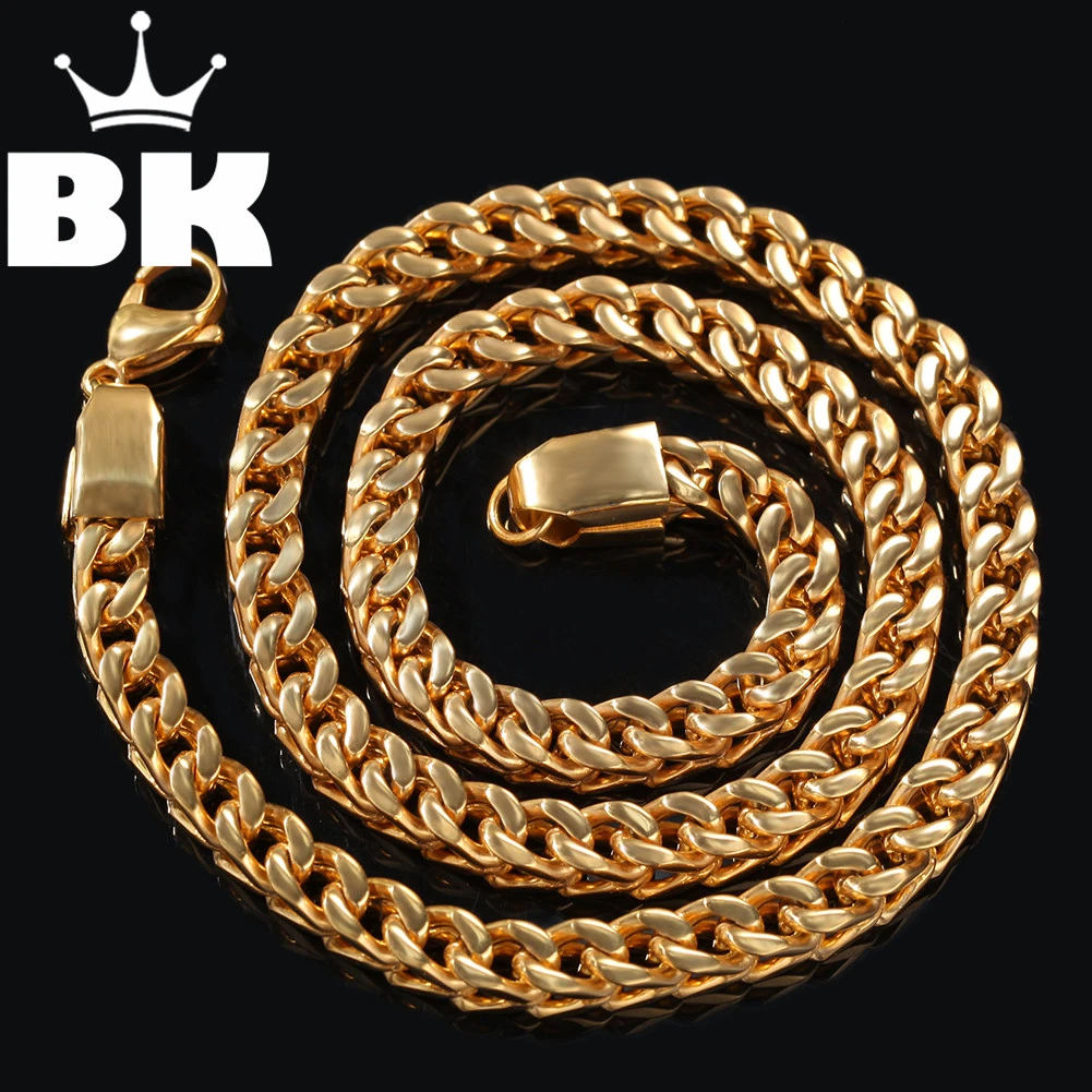 

Hip Hop Gold Color Stainless Steel Franco Chain for men Bling Bling Personality 6mm* 30inch Punk Necklace