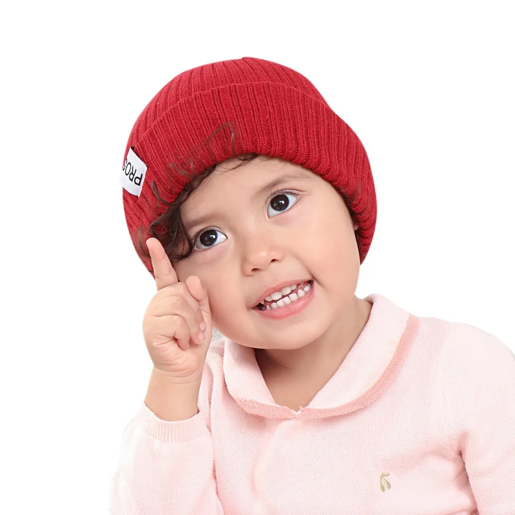 Unisex Children Baby Solid Hat Winter Autume Warm And Windproof Thread Knitted Wrap Cap Hat Acrylic One Size 1-4 years old#PYS