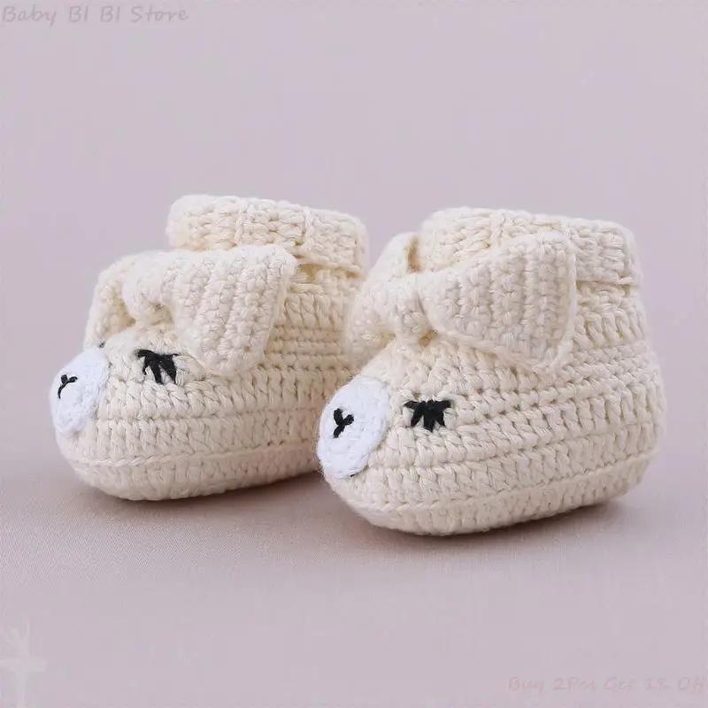 1 Pair 10cm Length Knitted Baby Shoes for Toddler Infant Baby Knitting Crochet Booties Gift for Newborn