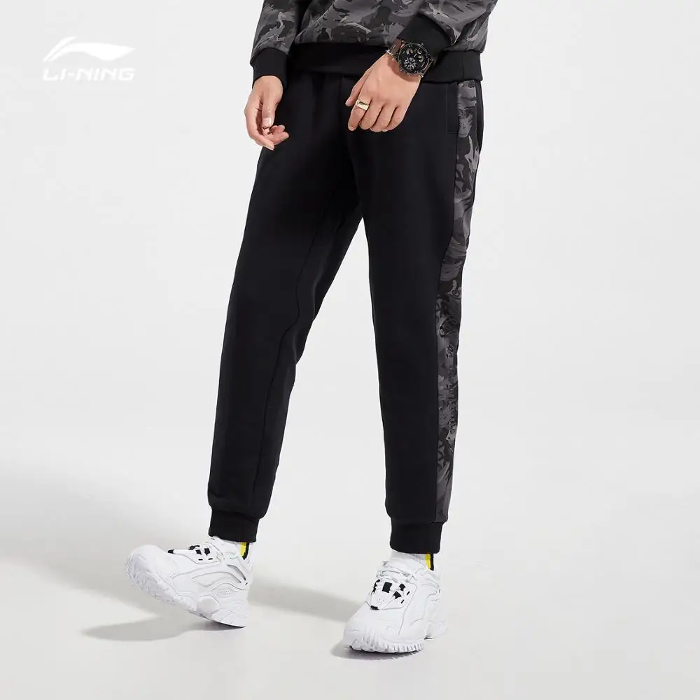 Li-Ning, мужские трендовые спортивные штаны, 66% хлопок, 34% полиэстер, обычная посадка, Удобная подкладка, спортивные штаны, брюки AKLN885 COND18