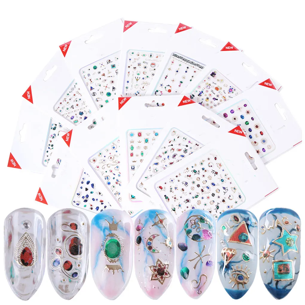 BGVfiveColorful Rhinestone 3D Nail Stickers Decals Nail Art Decors Glitter Home Salon Hand Tip Beauty Tool