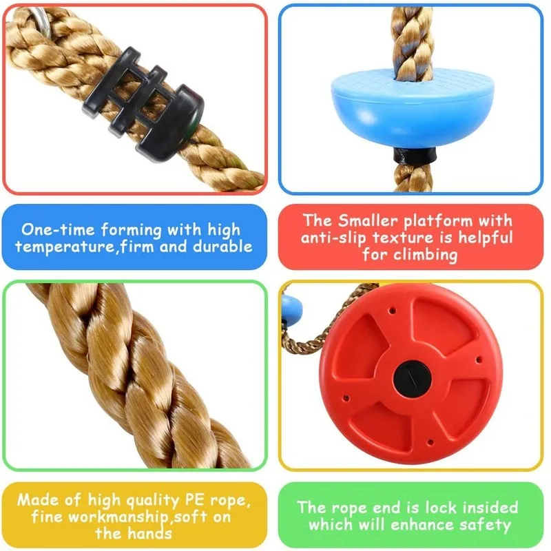 Outdoor Children's Tree Swing Platform Climbing Rope Reel Tree Swing Seat Room Swing Playground Accessories 6