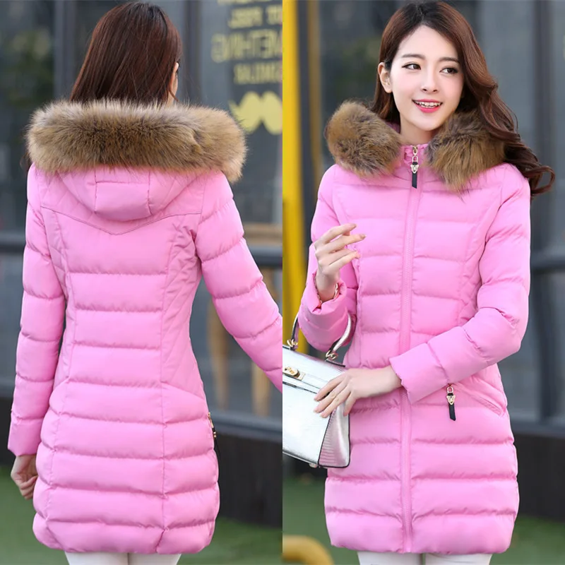 

2019 New Style Slim Fit Cotton-padded Clothes Women's Hooded Padded Coat Casual Fashion Mid-length Cotton Coat