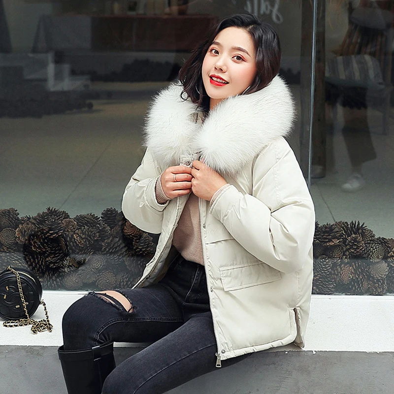 ##BUY CHRLEISURE Winter Hooded Fur Collar Thicken Women Cotton Coat Casual Keep Wram Female Jacket Fashion Zipper Pocket Clothing