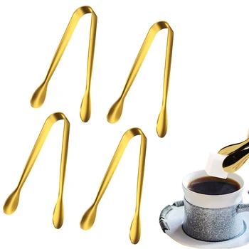 

4pcs Sugar Cube Tongs Stainless Steel Mini Premium Ice Tong Serving Gold Silver Tongs For Home Supplies Coffee Bar Tea Party
