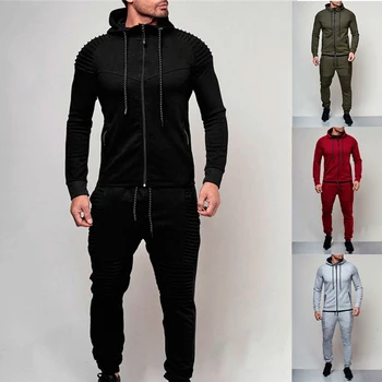 

Brand Mens Jogger Sets Casual 2 Piece Set Tops with Pants Sweat Suit Print Solid Men Outfits Fashion Tracksuit man Men clothes