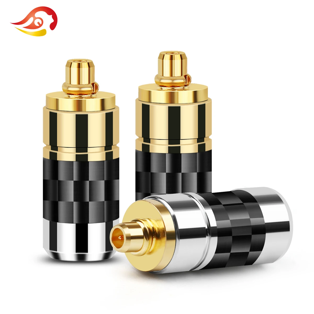 Qyfang Liga de Alumínio Plugue do Fone de Ouvido Fibra Carbono Mmcx Pino Áudio Jack Fio Conector Adaptador Metal para W80 Se535 Se846 Fone de Ouvido