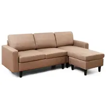Canapé Convertible en forme de L, avec Chaise réversible, en tissu, coupe sectionnelle, HW65239