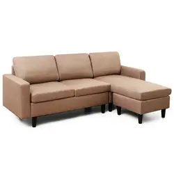 Sofá seccional Convertible de tela en forma de L, Chaise Reversible, HW65239