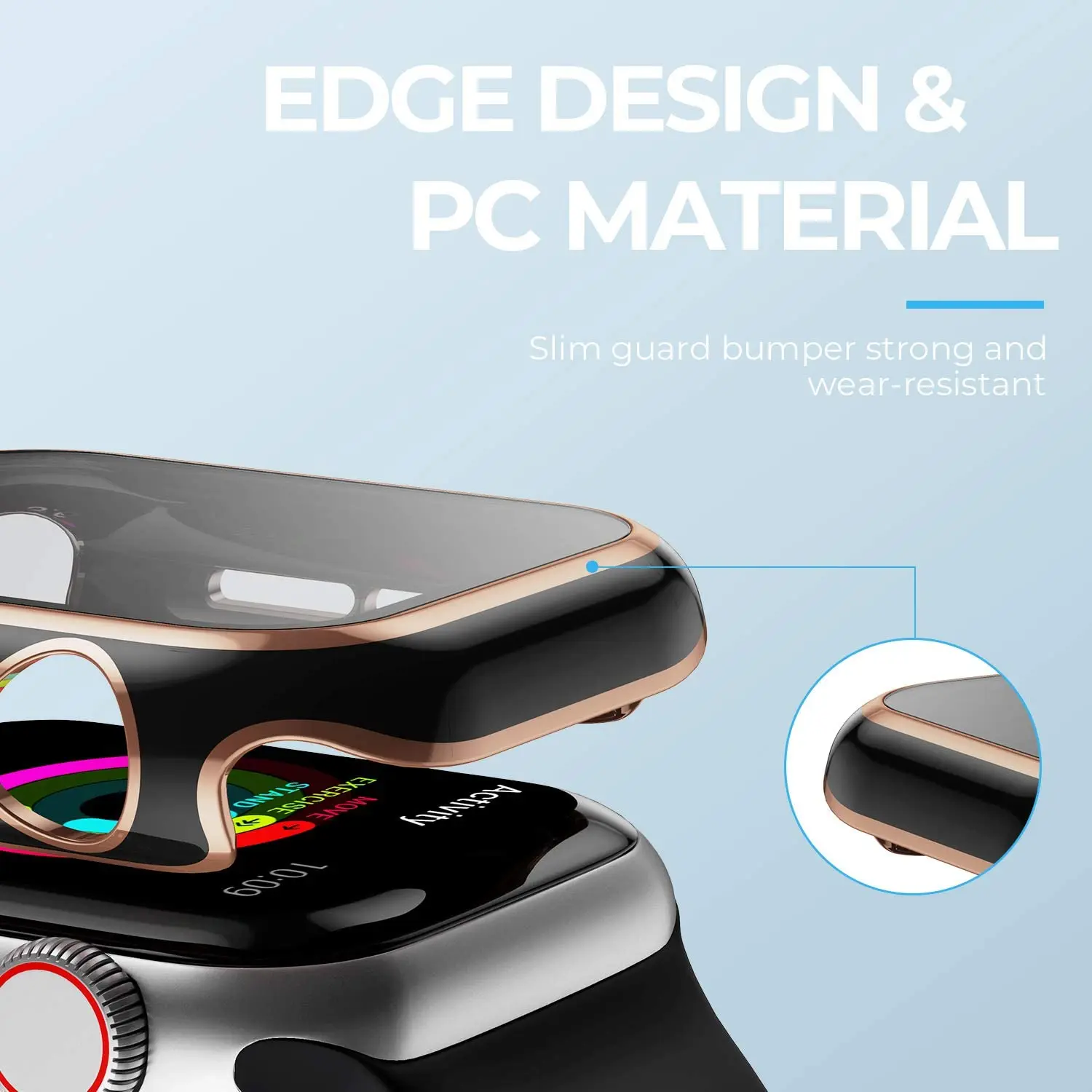 Full Screen Protector Bumper Frame Case for Apple Watch 6/SE/5/4/3/2/1 Cover Slim Tempered Glass Film for iWatch 4/5