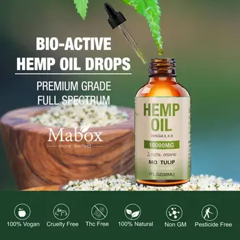 

30ml 10000mg Hemp CBD Organic Essential Oil Hemp Oil Drops Relieve Herbal Body Sleep Oil Skin Help Care Stress C4T5