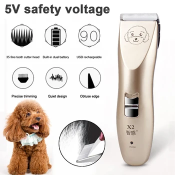 

Lightweight Mini 3W Low Consumption Pet Hair Clipper Rechargeable Low Noise Light Portable Hair Grooming Kit With 2 Guide Combs