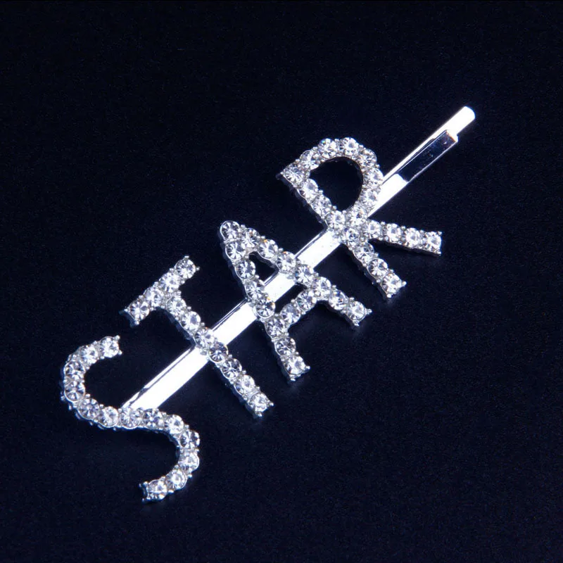 Stonefans Bling буква из стразов Шпильки, ювелирное изделие для невесты для Для женщин модные, подходят для долларовых купюр денег заколка для волос кристаллы заколки - Окраска металла: STAR