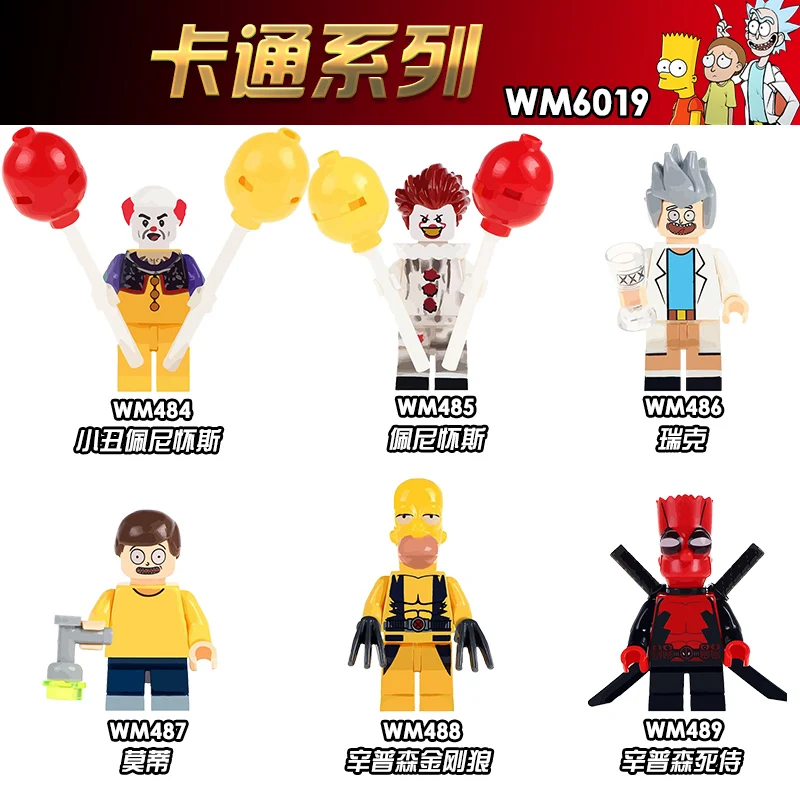 

WM6019 Single Sale Model Super Heroes The Clown Pennywise Rick Morty Wild Deadpool Building Blocks Figure Children Gift Toys
