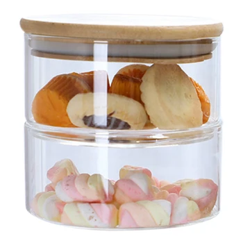

2-Tier Stackable Glass Apothecary Jar Kitchen Candy Cookie Storage Containers Food Bulk Bottles Container Jars With Lid