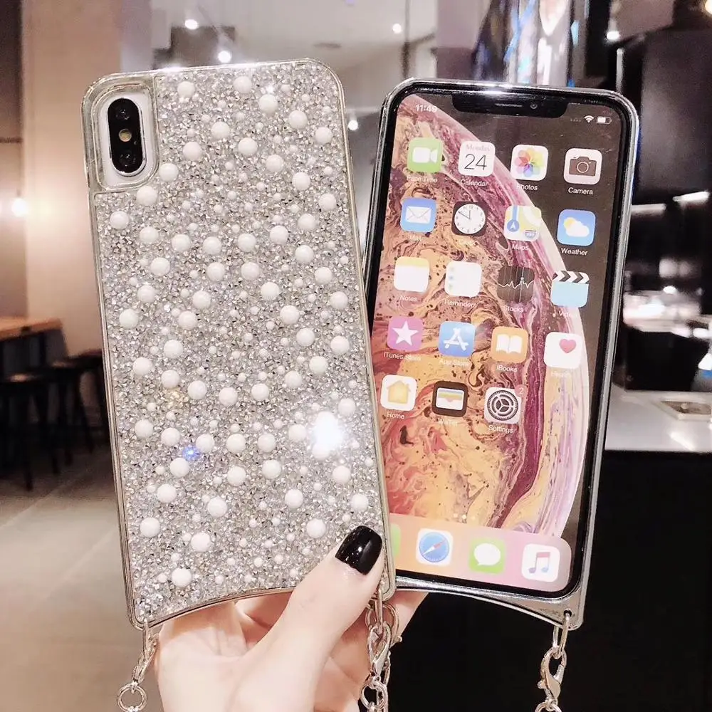 Чехол для iPhone X Xr Xs Max Роскошные блестящие чехлы с жемчужным покрытием девочек 7 8 6