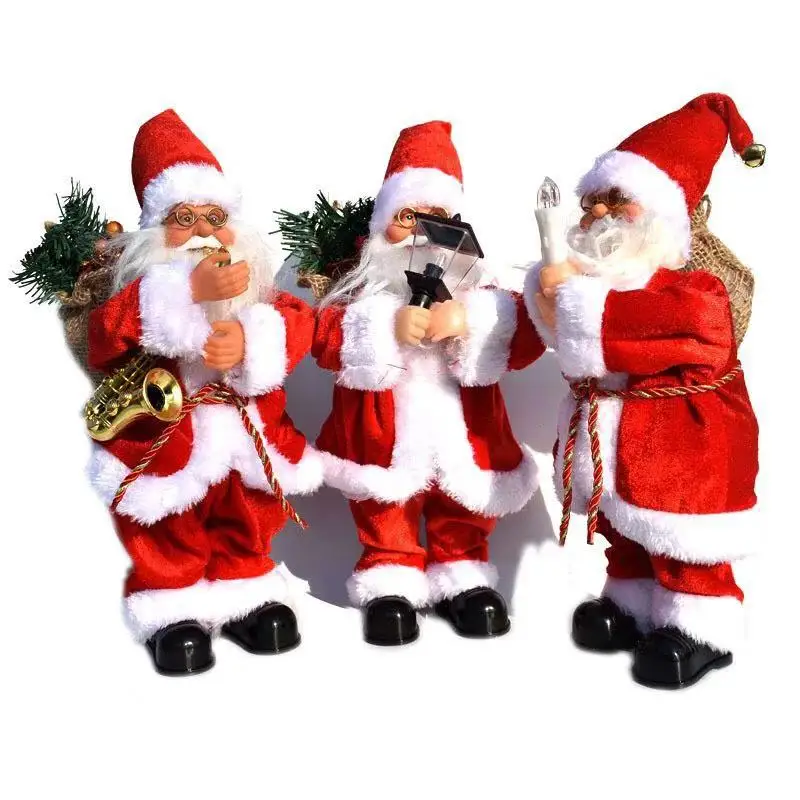 Электрический Санта Клаус задняя упаковка саксофон музыкальные куклы фонари Рождественский подарок детям подарки