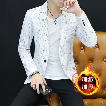 

2019 New Male Slim Fit DJ Club Stage One Button Thicken Blazer Man Formal Wedding Suit Men Casual Slim Fit Formal Suit Coat