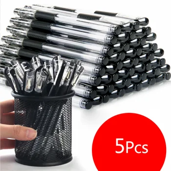 

5Pcs/set Plastic Gel Pen Black Blue Red Refill Neutral Ink Gel Pen Office School Stationery 0.5mm Wholesale