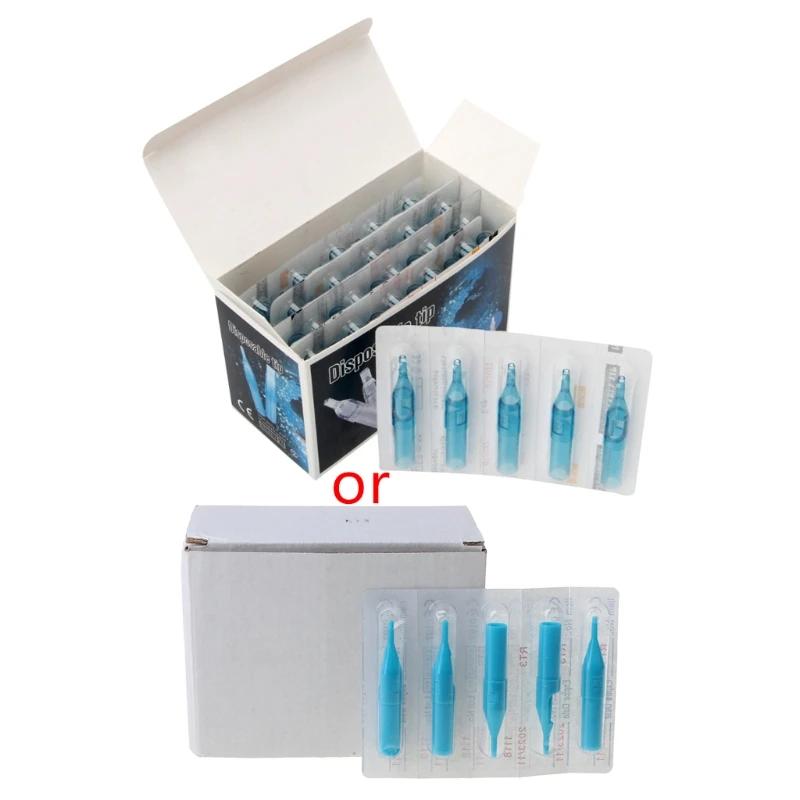 50Pcs Lot Pro Sterile Disposable Tattoo Nozzle Tips Needle Tube Pick RT FT Blue | Красота и здоровье
