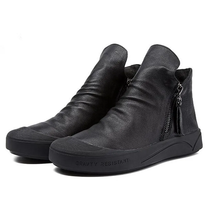 black winter boots Г. Новые Модные Элегантные Осенние тонкие ботинки женская обувь удобные ботинки ручной работы из мягкой натуральной кожи повседневная обувь на плоской подошве ботильоны - Цвет: black winter boots