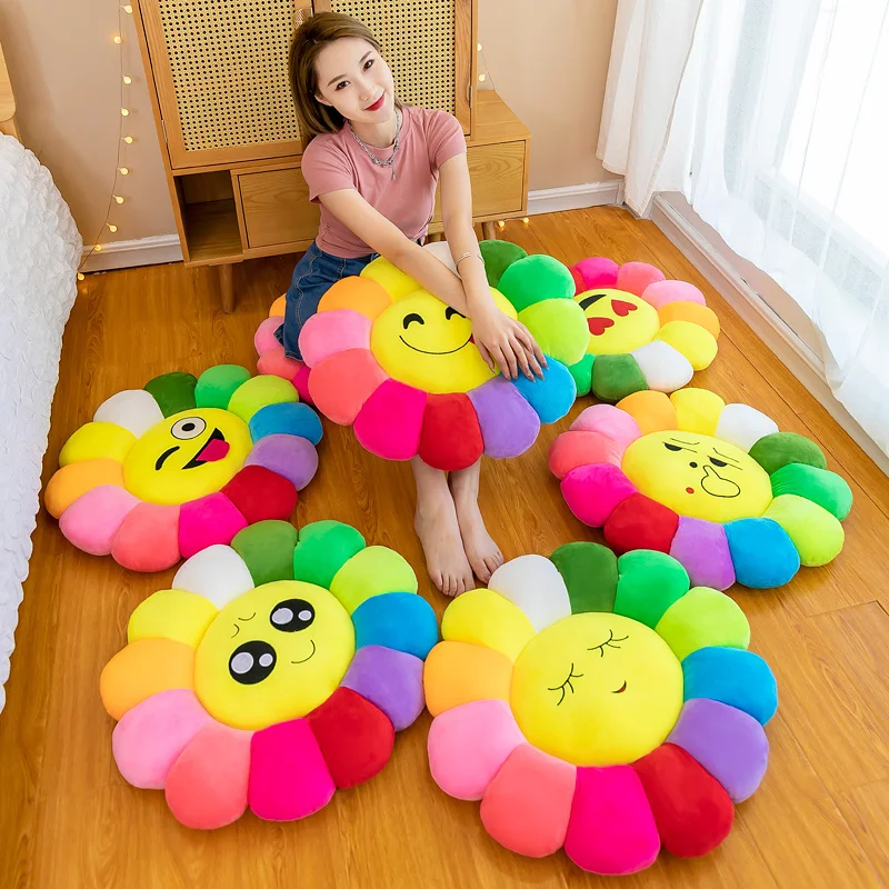 Cute Sunflower Pillow Plush Soft Pillow Seat Cushion Baby Kids Floor Play Mat Chair Cushion Sofa For Home Car Decor Pillow Gifts