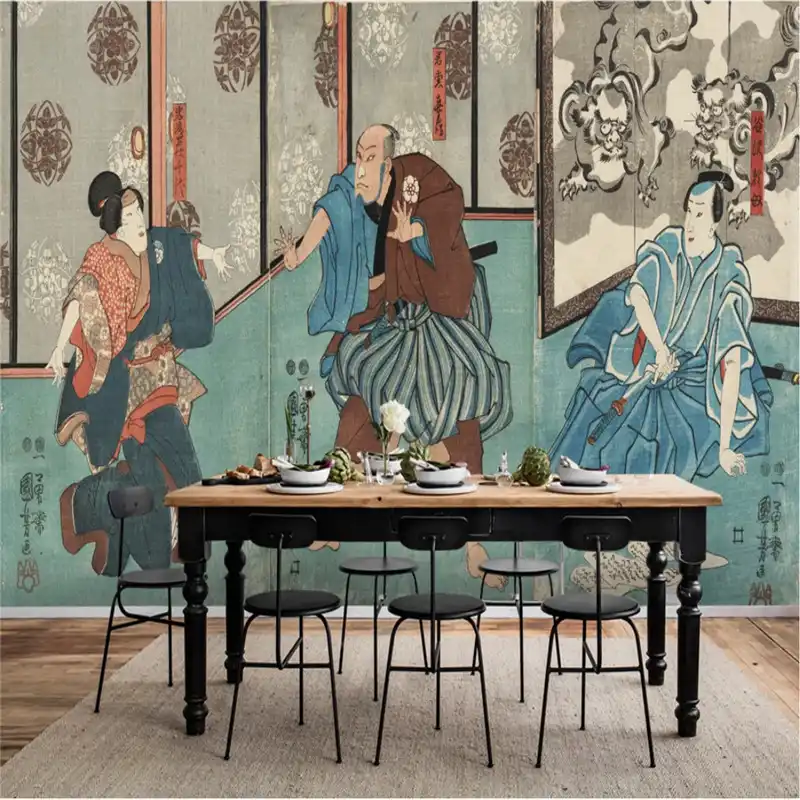 Retro Nostalgic Ukiyo E Japanese Sumo Culture Mural Wallpaper Sushi Restaurant Hotel Industrial Decor Background Wall Paper 3d Wallpapers Aliexpress