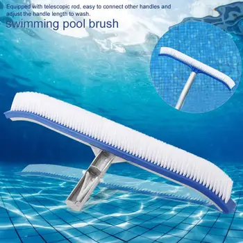 

18in Durable Outdoor Swimming Pool Wall Brush Cleaning Tool Aluminum Handle For Pond Spa Hot Spring Pools Algae Remover Scrubber