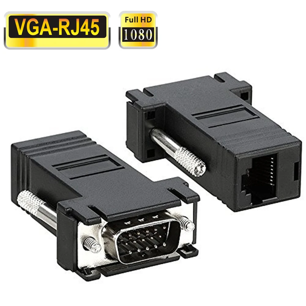 

VGA Extender Ethernet Adapter To Lan CAT5 CAT6 RJ45 VGA Male To RJ45 Adapter Female Network Adaptor VGA Extender 15pin HD-15 VGA