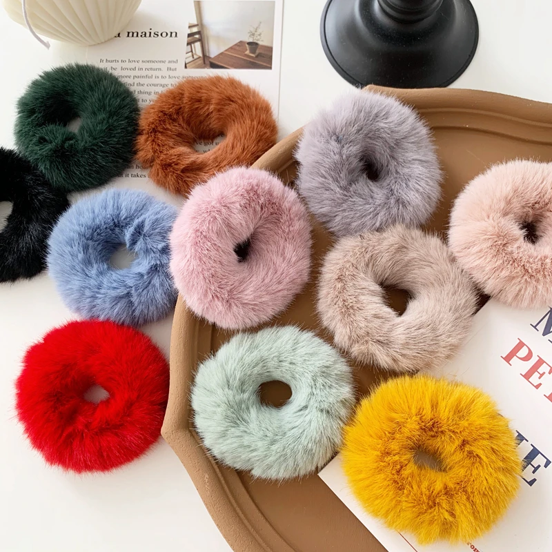 New anti-rabbit hair ring chic wind wild plush elastic rope band cute Korean girl accessories |