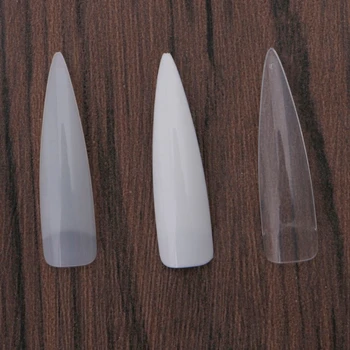 

500 Pcs Sharp Long False Nail Art Tips Acrylic Salon Natural Clear White Durable