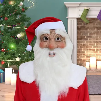 

Santa Claus Mask Halloween Party Full Face Mask Latex Soft Christmas Cosplay Party Costume he Elder Old Man Masquerade Wholesale