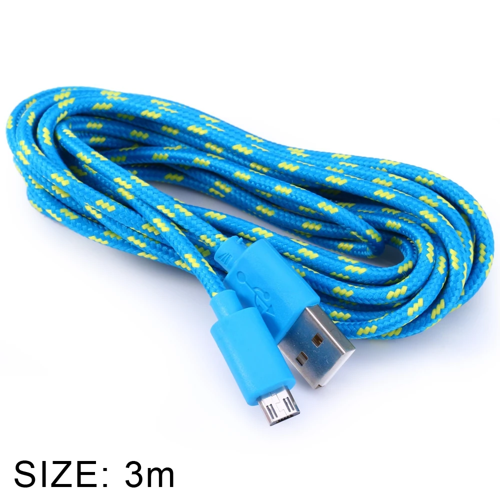 Нейлоновая ткань Braide Круглый Micro USB к usb-кабелю высокоскоростной кабель A для Micro B передачи данных зарядный шнур 3 метра