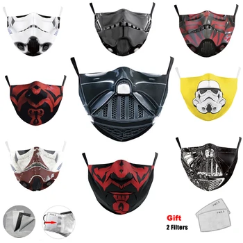 

3D Classic Star Wars Face Masks Ice Silk Texture Digital Printing Dustproof Can Put Filter Element Washable Reusable Mouth Masks
