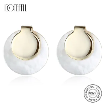 

DOTEFFIL Earrings Natural Freshwater Pearl 925 Sterling Silver Sea Shell Gilt Pearl Stud Earrings Women Jewelry Wedding/Party