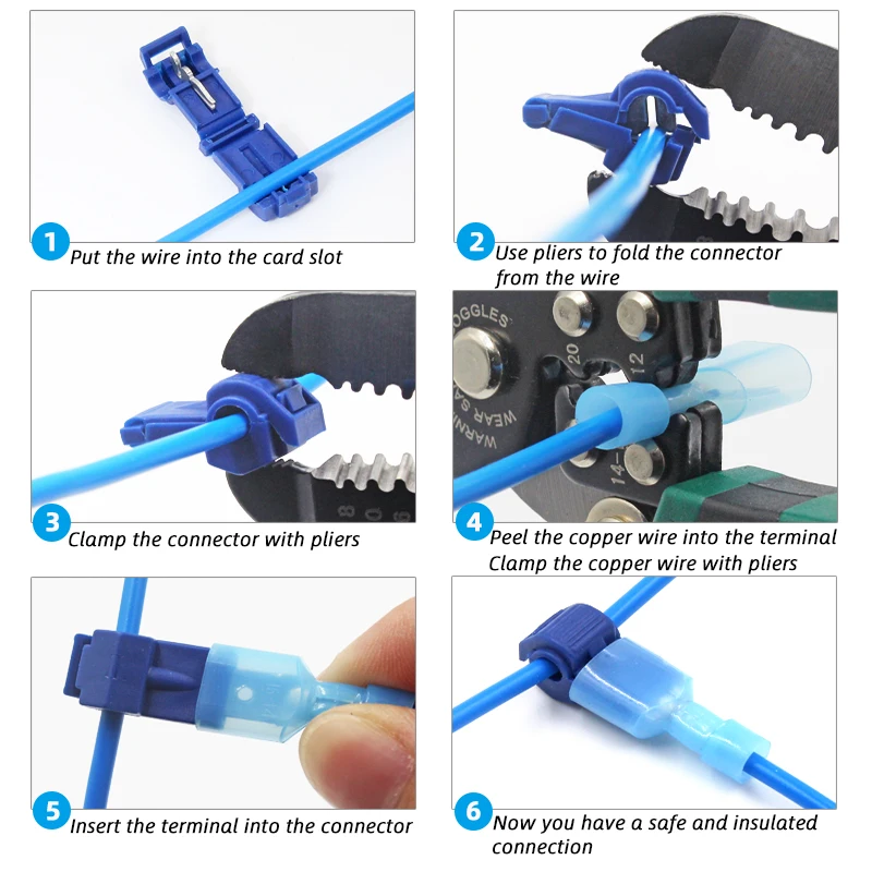 T type Plug Line Connector Self peeling Quick Connect The Power Supply Transparent Plastic Box Type 105 Degrees|Соединители| |