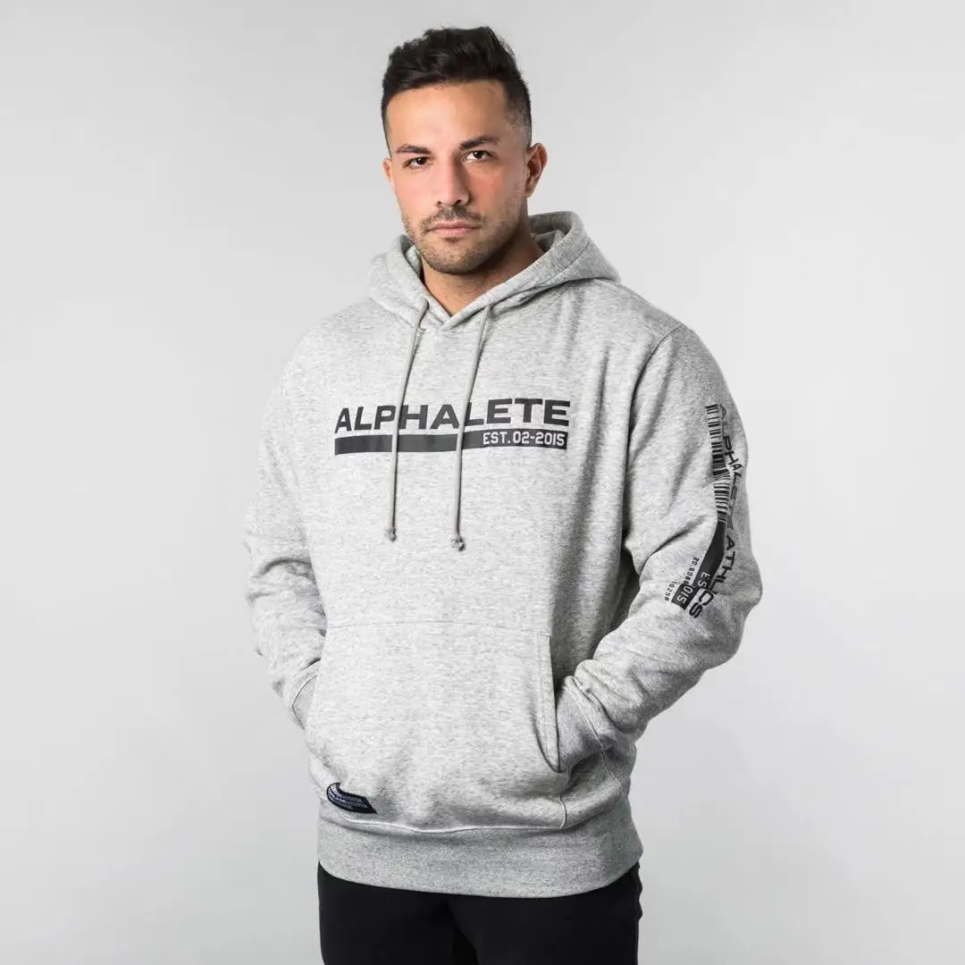 ALPHALETE бренд осень-зима Новинка; худи человек тренажерные залы Фитнес тренировки пуловер с капюшоном Мужские джоггеры Повседневное Модные топы Спортивная одежда