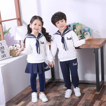 

3-10 years performance clothing autumn and winter kindergarten clothes navy sailor clothes boys and girls baby plus velvet suit