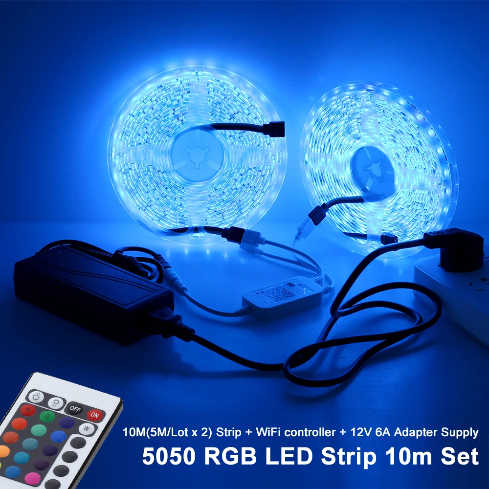 WIFI/Bluetooth RGB RGBW набор светодиодных лент DC12V Светодиодная лента 5050 5 м 300 светодиодов +