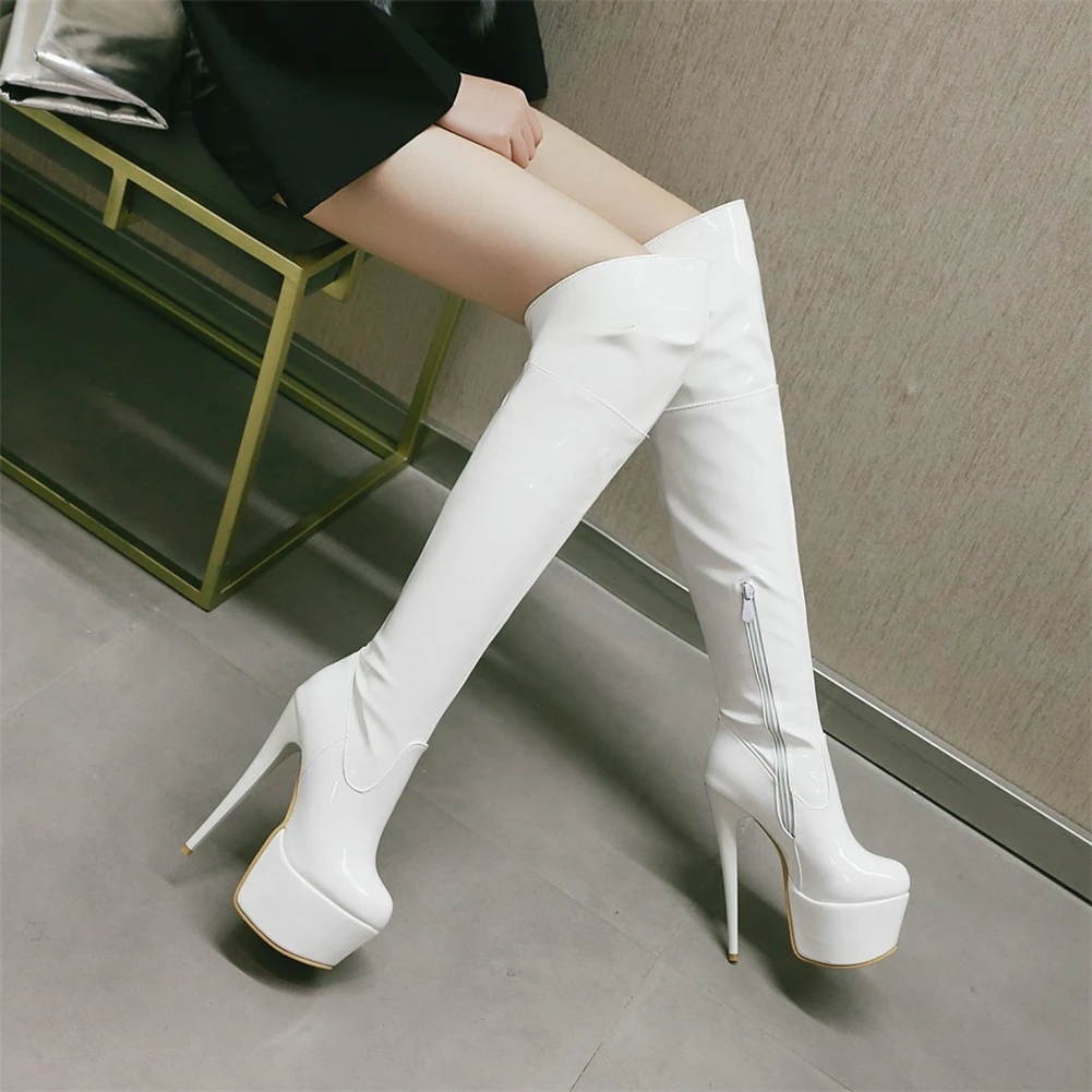 SARAIRIS/Новые сапоги до колена на очень высоком каблуке размера плюс 33-48 г. Женские вечерние привлекательные сапоги на платформе 15 см, женская обувь