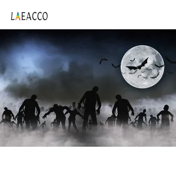 

Laeacco Photography Backdrop Halloween Party Zombie Fight Games Moon Bat Scenic Photo Background Photocall Photo Studio
