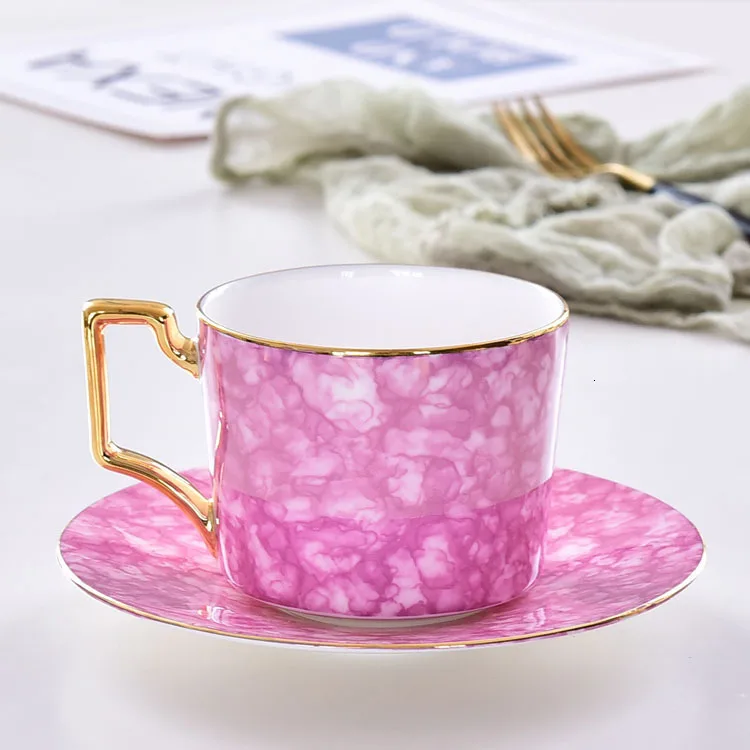 Colorfulpowder Северная Европа Стиль Керамическая кофейная чашка блюдца Костюм Золотой послеобеденный чай черный чай чашка костяного фарфора керамика чашка Бизнес подарки - Цвет: Colorfulpowder